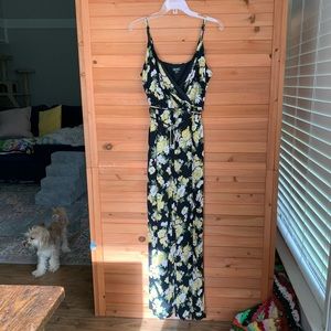 Lily Rose Black and Yellow Floral Jumpsuit, M